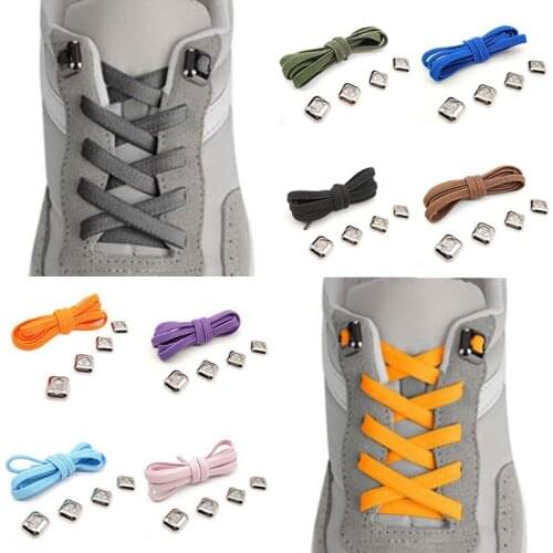 Elastic Shoelaces Adult No Tie Shoe Laces Women Men Solid Shoestrings Metal Buckle Quick Lazy Shoelaces Kids Sneakers Shoelace