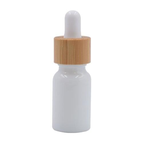 Dropper bottle 100/pcs 10ml 15ml 20ml 30ml 50ml 100ml porcelain white glass with bamboo lid hyaluronic acid essence drop tube