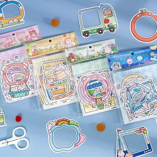 Photo Frame Stickers Happy Sweet Hand Painted Cartoons Lovely Hand Account Decoration Card