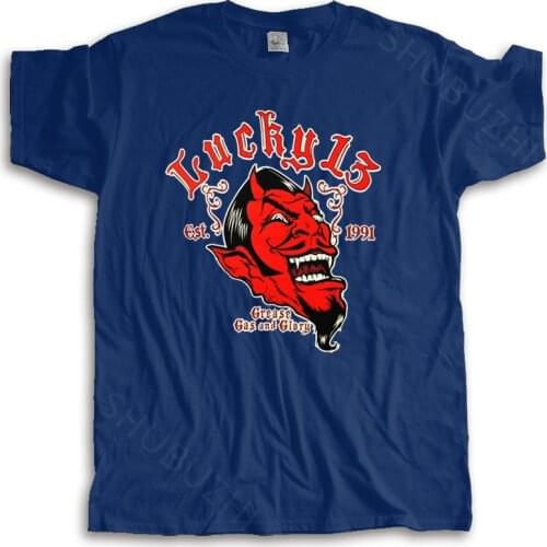 Men o-neck tshirt fashion brand t-shirt black new Authentic LUCKY 13 Devil Grease Gas And Glory Rockabilly T-Shirt