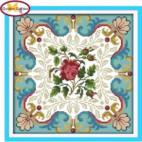 GG Rose Heart Flower Style Handcraft Charts Chinese Needlework Embroidery Kits Joy Sunday Cross Stitch Patterns for Home Decor