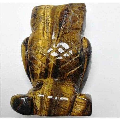 Crystal Owl Skull Statue Craft Carved Natural Stones Tiger Eye Gemstones Quartz Minerals Animals Statue Home Decor Gifts