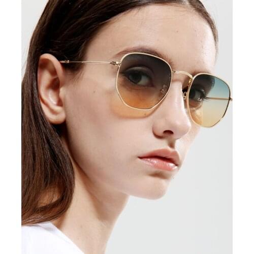 JackJad 2021 Hexagonal Frame Metal Round Style Gradient Sunglasses Fashion Vintage Brand Design Sun Glasses Oculos De Sol X1314