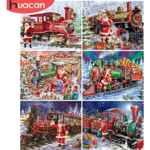 HUACAN Picture By Numbers Winter HandPainted Wall Art Unique Gift DIY Frame Paint By Number Santa Claus Christmas Gift
