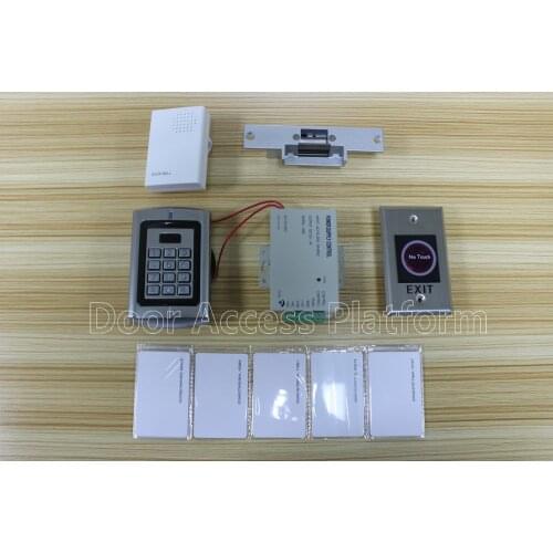 Strike Lock kit with Metal Access controller terminal machine Keypad Password+ID card reader+exit button+door bell+power supply