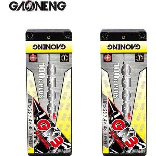 Gaoneng GNB 6500mAh 2S 7.4V 100C Hardcase LiPo Battery Pack With 5.0mm Plug Deans T XT60 Plug for 1:10 1/10 RC Car RC Boat