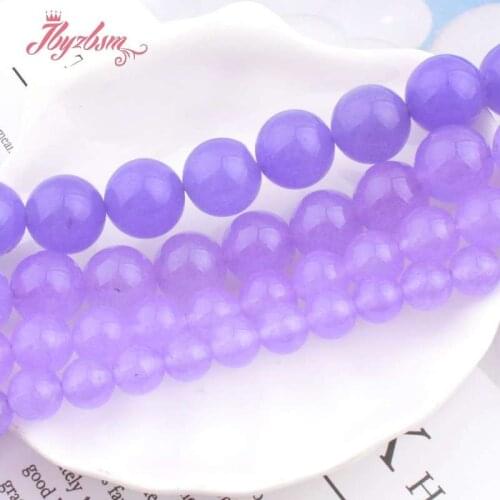 Round Lilac Jades Beads Ball Smooth Loose 6/8/10/12MM Stone Beads For DIY Necklace Bracelets Earring Jewelry Making Strand 15"