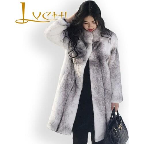 LVCHI Natural fur Warm Erected collar Mink Coats Winter High-end custom Stylish Real Fur Outerwear simple style Fur for womens