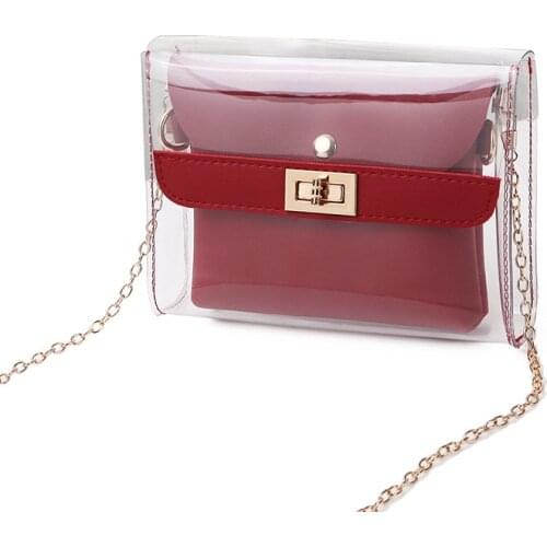 Transparent small square package Single shoulder diagonal bag ladies jelly bag Small fresh lock pouch P3 18.5X5X15cm