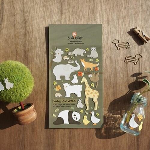 Korea Cute Land Animal Stickers Scrapbooking Kawaii Stationery Photo Album Planner Cards Diary Decorative Die Cut Hobby Craft