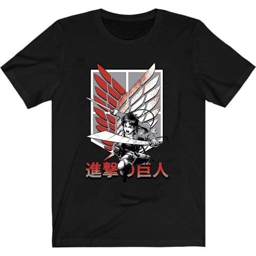 Attack on Titan AOT T-Shirt Men Cotton T Shirt Anime Ackerman Clothes Anime Tops Men Cotton Tees Harajuku Streetwear