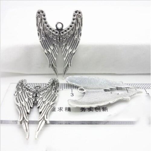 4pcs/lot Large Angel Wing Charm Pendant Tibetan Silver Color Vintage Jewelry For Diy Handmade Necklace Accessories Wholesale