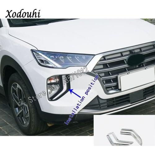 Car Body Front Fog Light Lamp Detector Frame Stick Styling ABS Chrome Trim Parts 2pcs For Hyundai Tucson 2019 2020