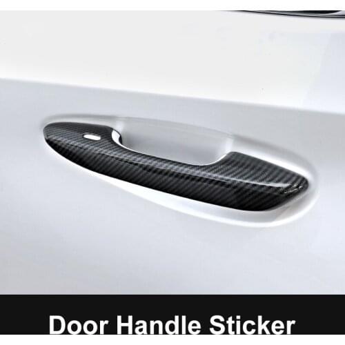 QHCP ABS Door Handle Cover Trim Carbon Fiber Style Car Exterior Door Handle Frame Sticker 4Pcs/Set Fit For Lexus UX200 260H 2019