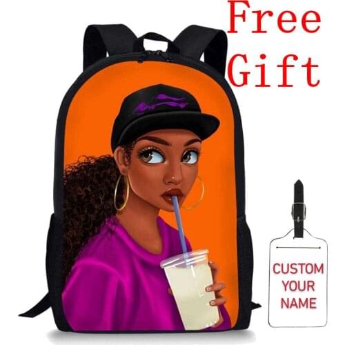 Big Capacity Teenagers Book Bags Afro Black Girls African Cartoon Backpack For Kids Backpack Children Mochila Escolar Satchel