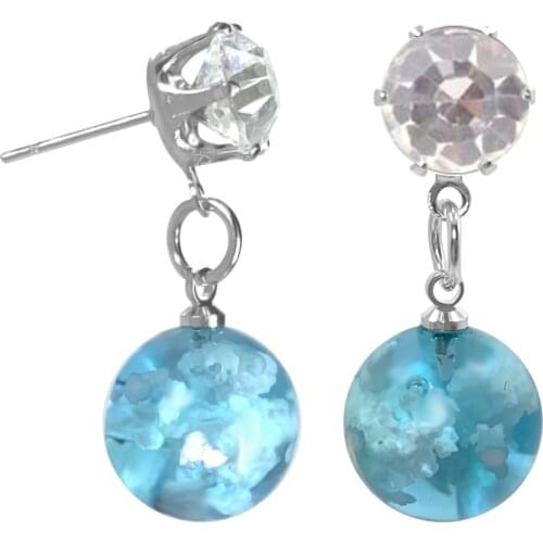 Noctiluce Blue Sky And White Clouds Gradient Earrings, Transparent Crystal Resin Fashion Jewelry For Women Islamic Ornaments