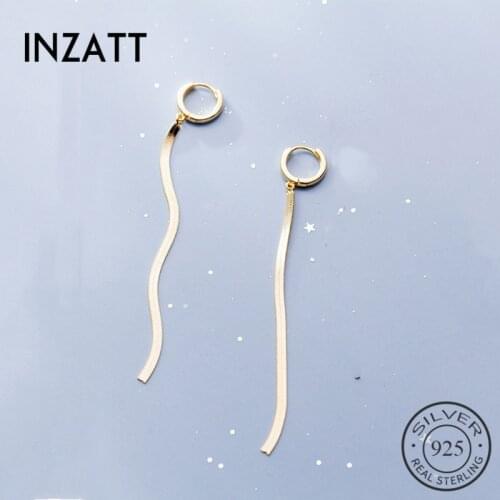 INZATT Real 925 Sterling Silver Minimalist Tassel Round Hoop Earrings For Fashion Women Party Fine Jewelry 2019 Accessories