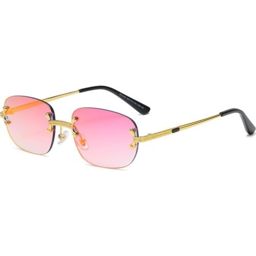 Metal Frameless Square Film Sunglasses Women Fashion Clear Lens Rectangle Street Shot Sun-shaped Small Glasses For Men AS155