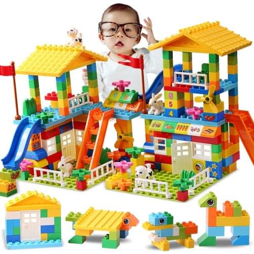 Compatible Big Blocks Particle Roof City House Big Size Slide Building Blocks Castle Brick Toys For Children
