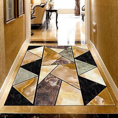 Modern Marble Geometric Floor Wallpaper Living Room Dining Room Flooring Tile Sticker PVC Self-Adhesive 3D Floor Painting Murals