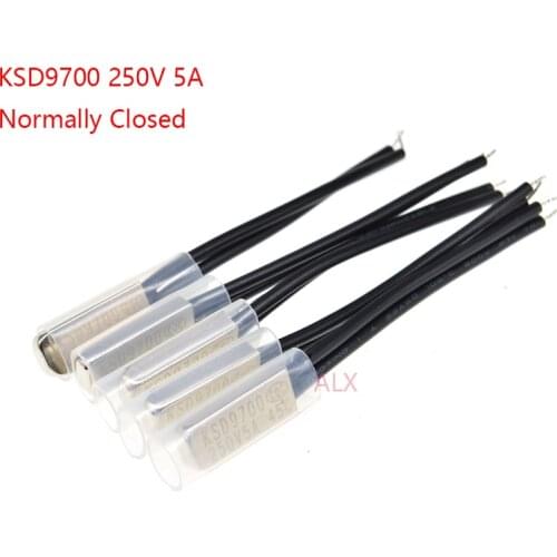 5PCS KSD9700 250V 5A thermostat temperature Thermal Control switch Metal case normally Closed NC 45 50 60 70 80 100 120 Degrees