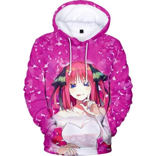 3D Anime Hoodies Sweatshirts Cute Nakano Miku The Quintessential Quintuplets Men Woman Hooded Casual Boy Girl Kids Clothing