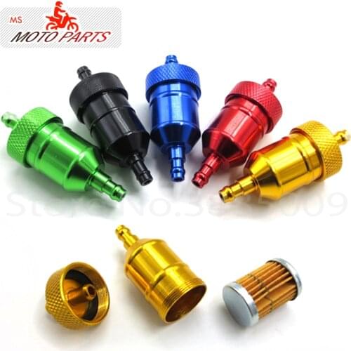 6mm Universal Anodized alloy Oil Filters Motorcycle Dirt Bike ATV Quad Inline Oil Gas Fuel Filter