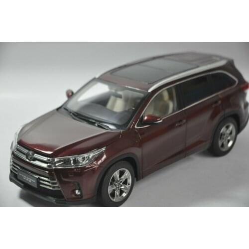 1:18 Diecast Model for Toyota Highlander 2018 Red SUV Alloy Toy Car Miniature Collection Gifts