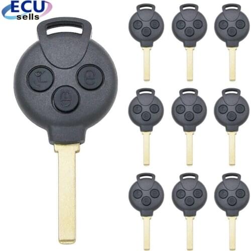 10PCS X 3 Button Replacement Remote Car Keyless Entry Key Fob Shell for Smart 2008-2015 ForTwo