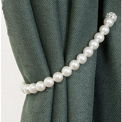 2Pcs 40Cm Beads Curtain Tie Rope Home Decor Curtain Accessoires Magnetic Holdbacks Buckle Clips Hook Holder Home Decoration