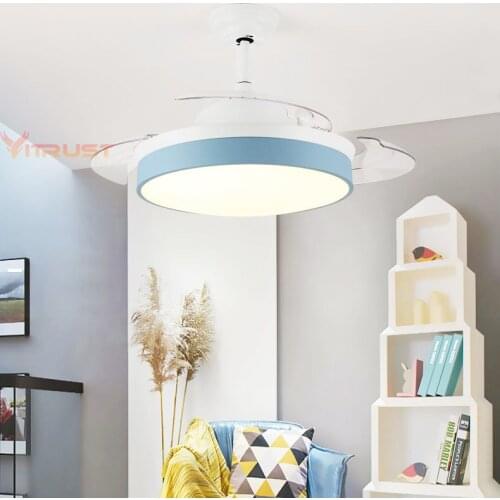 42inch Contractive Dining Room Ceiling Fan Lamp Silent Ceiling Fan Modern Folding acrylic leaf lamp restaurant lighting