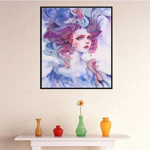 5D DIY Diamond Painting Woman Flower Special Shaped Diamond Drill Rhinestone Embroidery Handcraft Kit People Home Decoration