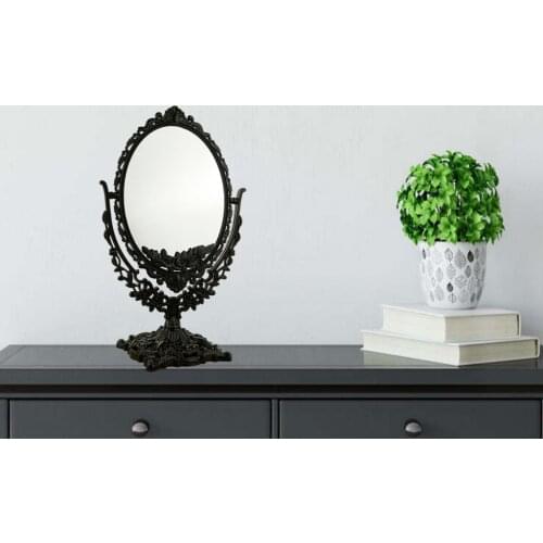 7 inches Decorative Double Sided Desktop Makeup Mirror Oval Vanity Mirror with Stand