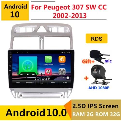 Android 10 Car DVD Multimedia Player GPS For Peugeot 307 sw cc 2002 03 2004 2005 2007 2013 audio auto radio stereo navigation