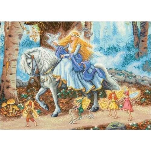 Free Delivery Top Quality Lovely Counted Cross Stitch Kit Fairytale Fairy with White Horse Dwarf Dwarfs dim 70-35319