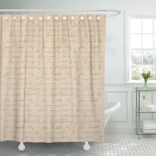 Beige Parchment Vintage Old with Handwriting Letter Poems Victorian Style Page Brown Drawn Ancient Shower Curtain Waterproof