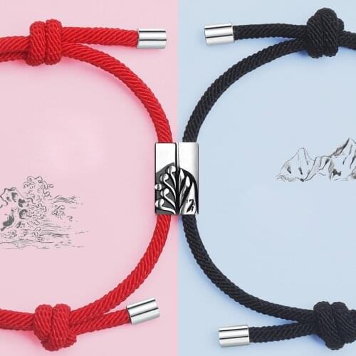 Oath of eternal love bracelet couple a pair of men and women magnet woven hand rope gifts to commemorate the token of love