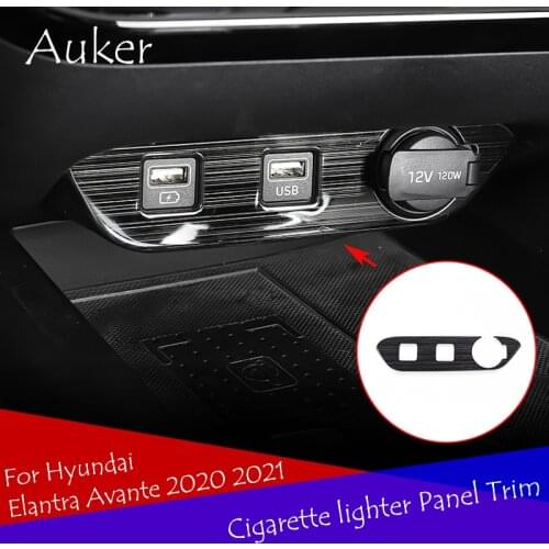 Car Control Center Cigarette lighter Panel Igniter Frame Trim Stickers Cover Garnish For Hyundai Elantra Avante 2020 2021