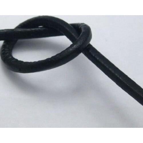 16.4 Feet Black Round Real Leather Jewelry Cord 4mm