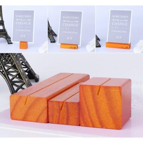 Natural Wood Note Holder Block Clips Paper Photo Picture Card Holder Clamp Stand Table Decor