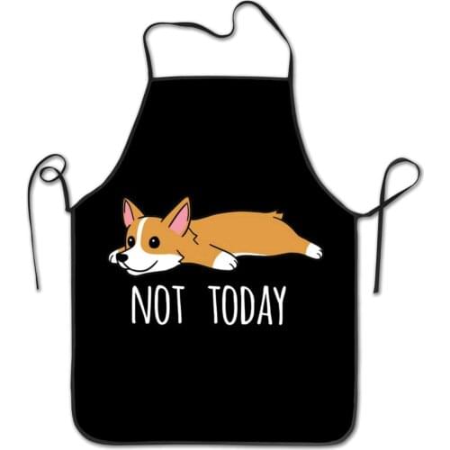 Corgi Not TodayApron Baking Gardening Haircut Bib, Funny Aprons Chef for Home Kitchen Cooking Waitress Chef Grill Bistro Baking
