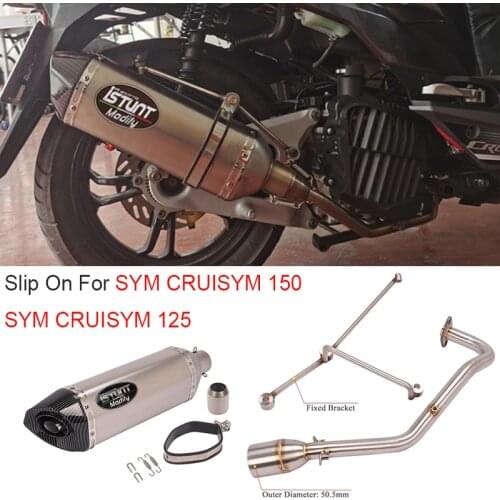 For Sym CRUISYM 150 Sym CRUISYM 125 CRUISYM150 Motorcycle Full Exhaust System Escape Modify Front Link Pipe 51mm Muffler