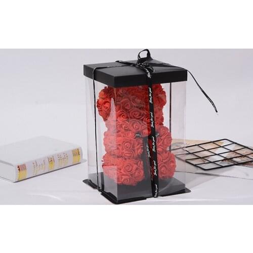 25cm Artificial Flowers Roses Teddy Bear Valentines Day Gift Wedding Christmas Graduation Birthday Bear Present Home Decor