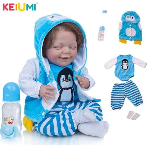 KEIUMI 50 CM Cute Reborn Baby Doll Sleeping Doll Cloth Body Realistic Bebe Reborn Toys Newborn Baby For Children Christmas Gift