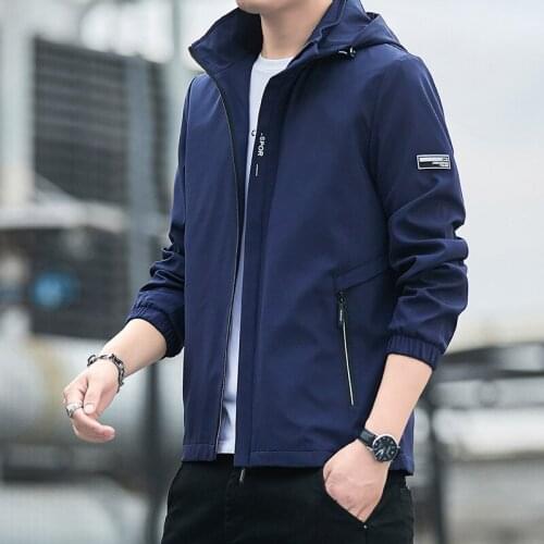 Spring And Autumn Jacket Men Casual Self-Cultivation Hooded Side Slit Pocket Outdoor Mountaineering Sportswear Fishing Suit Hot