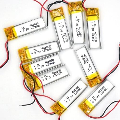 10PCS 3.7V 130 mAh 401030 Li-Polymer Rechargeable Battery Li Po ion for GPS Bluetooth MP3 MP4 041030