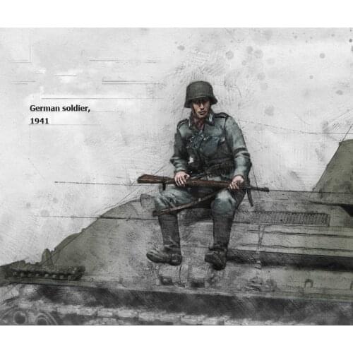 1/35 Scale Resin Figures Model German soldiers inspect T-34 1 figure GK161 Unassembled unpainted