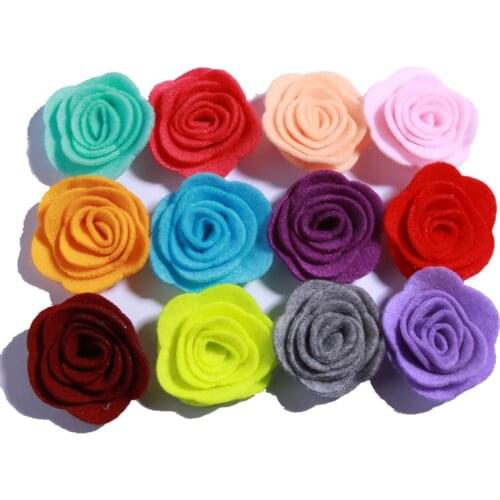 60PCS 4CM Mini Chic Felt Rose Flowers For Hair Headband Accessories Tiny Fabric Rose Flower Alternative U Pick Color