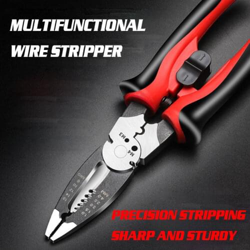 Multifunctional wire stripper cable cutter 8 inch electrical electrician pliers wire cutting crimping pliers