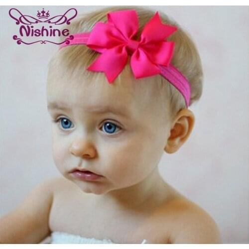 Nishine 40Pcs Fashion Ribbon Bow Headband Baby Girls Bowknot Headbands Hair Bands Hair Ties Hair Accessories(Color:20 Colors)